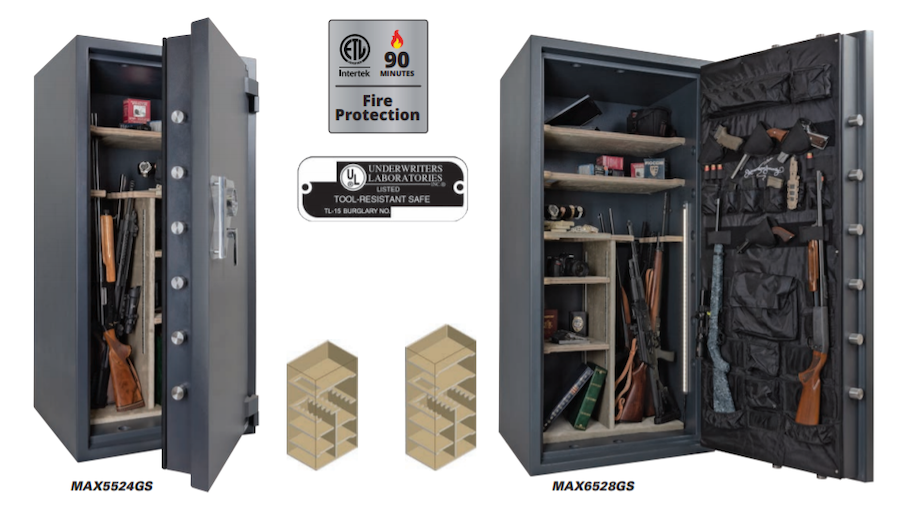 Two large gun safes in different sizes.